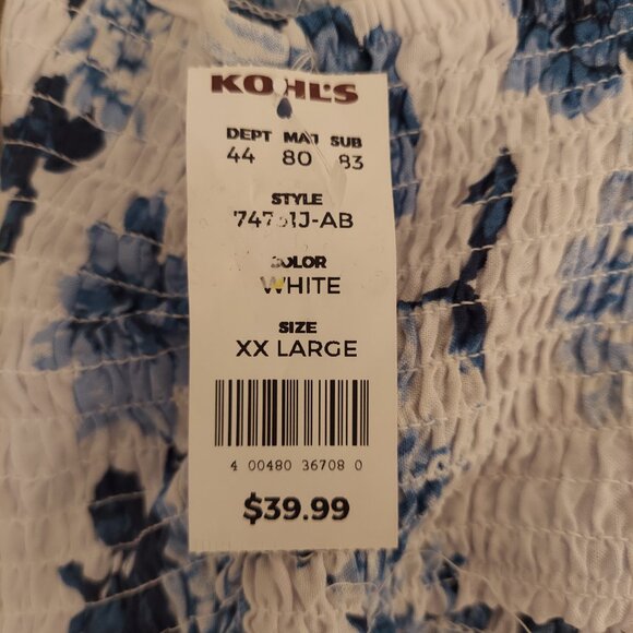 Fifteen Twelve Blue White Smocked Crop Top NWT XXL Boho Summer - Picture 5 of 7